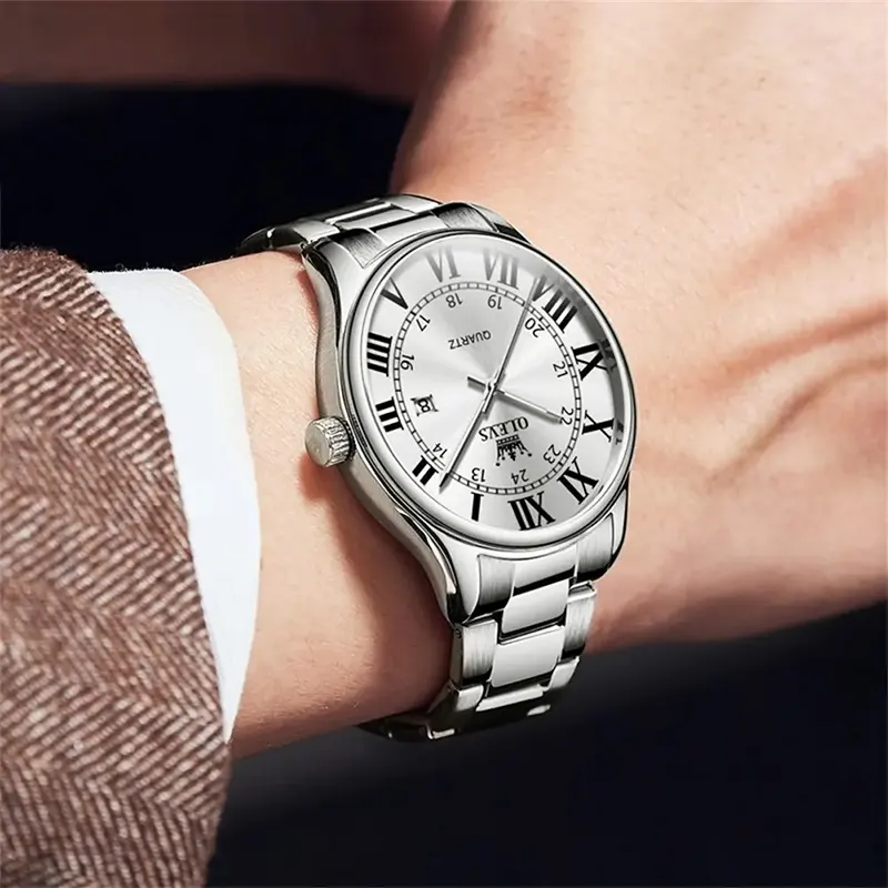 Olevs Silver-Tone Design Fashion Men's Watch- 2911